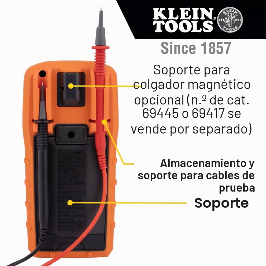 Klein Tools MM720 - Multímetro digital, TRMS de rango automático, baja impedancia (LOZ), voltaje de 1000 V CA/CC, corriente de 10 A CA/CC, resistencia de 60 MOhms