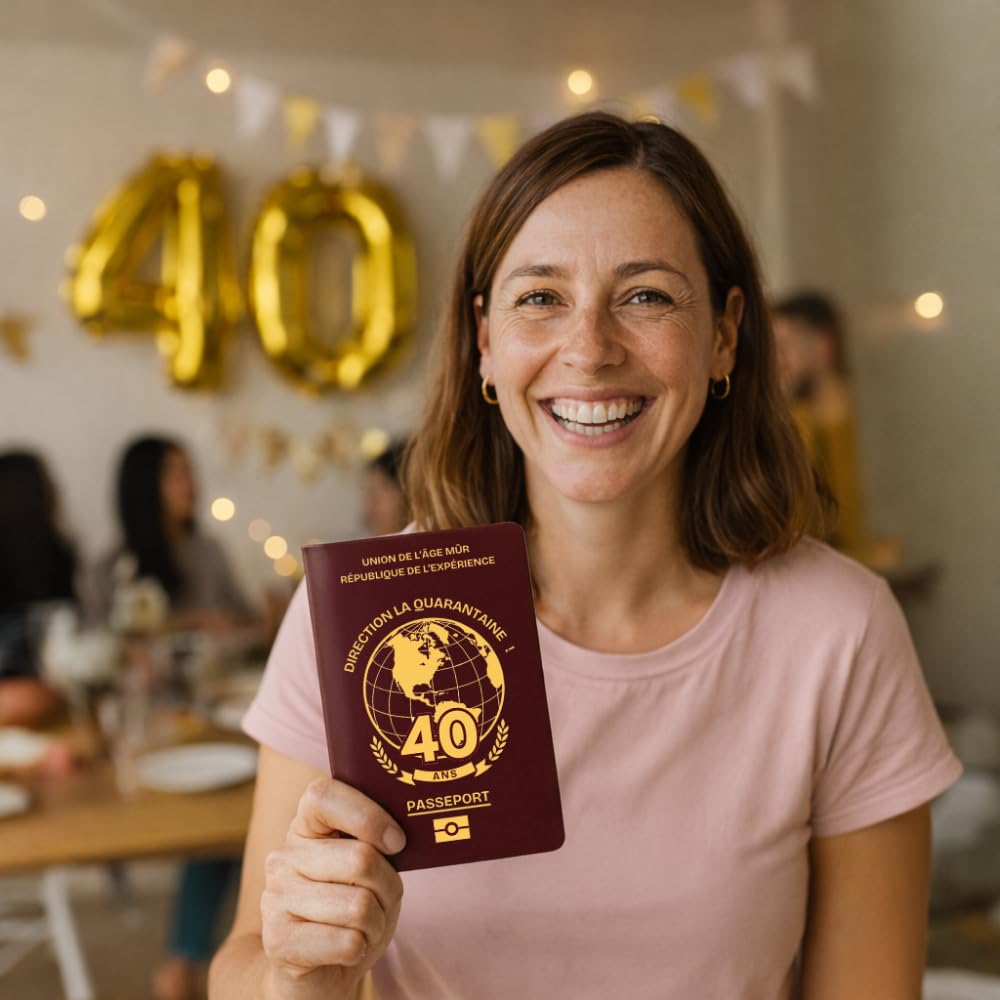 Carte d’Anniversaire 40 ans Passeport Anniversaire Livre d’Or Humour à Remplir Idée Cadeau Original Homme Femme
