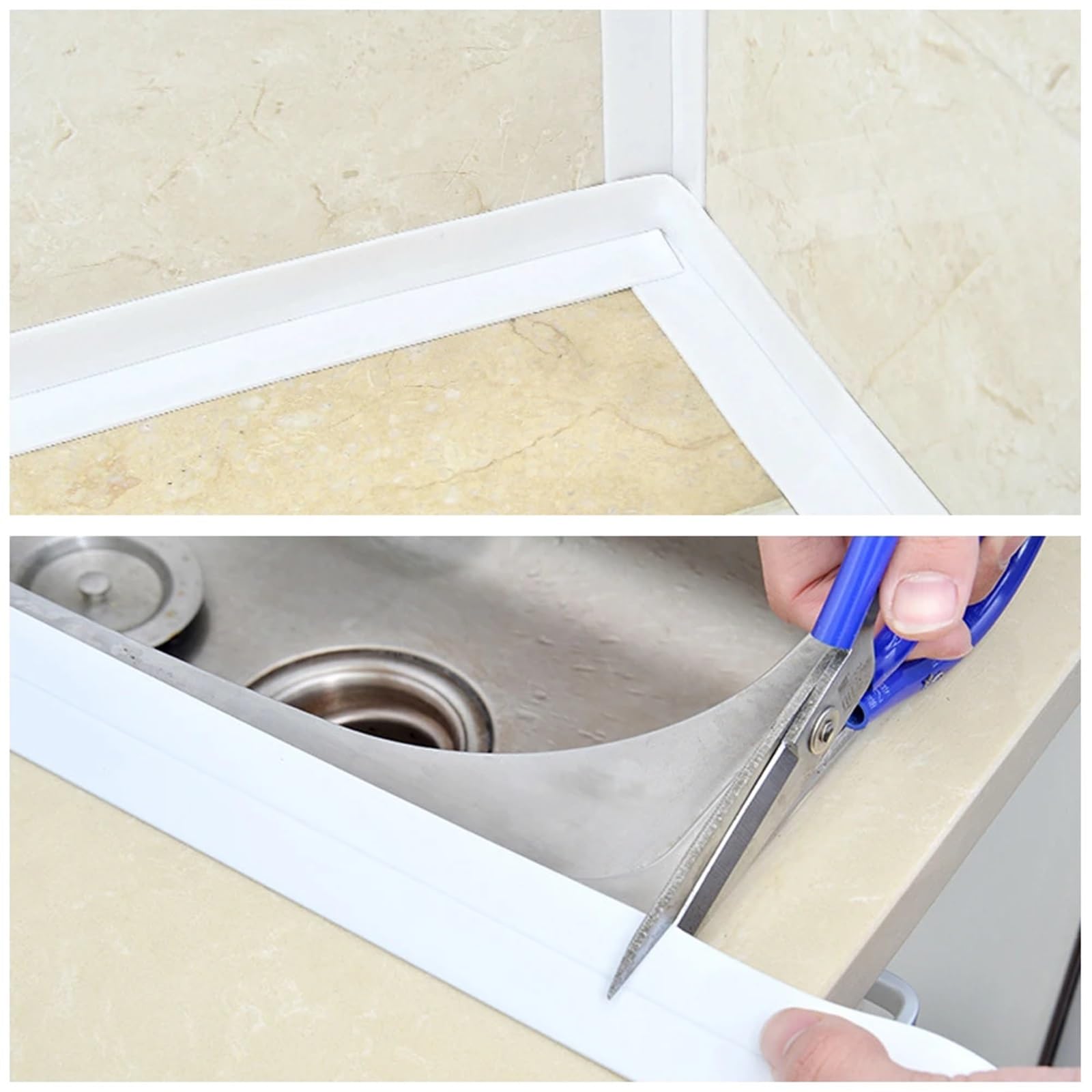 Nastro sigillante, Adesivo for Colla da Parete for Bagno Autoadesivo in PVC Resistente all'olio 3 Rotoli(3.2m,2.2cm)