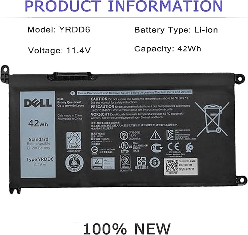 Miniatura 2 de DELL YRDD6 1VX1H - Batería para laptop Dell Inspiron 7586 5482 5485 5491 3310 2 en 1 3493 3582 3593 3793 5493 5593 5593 5480 5590 5591 5555 37.0 in