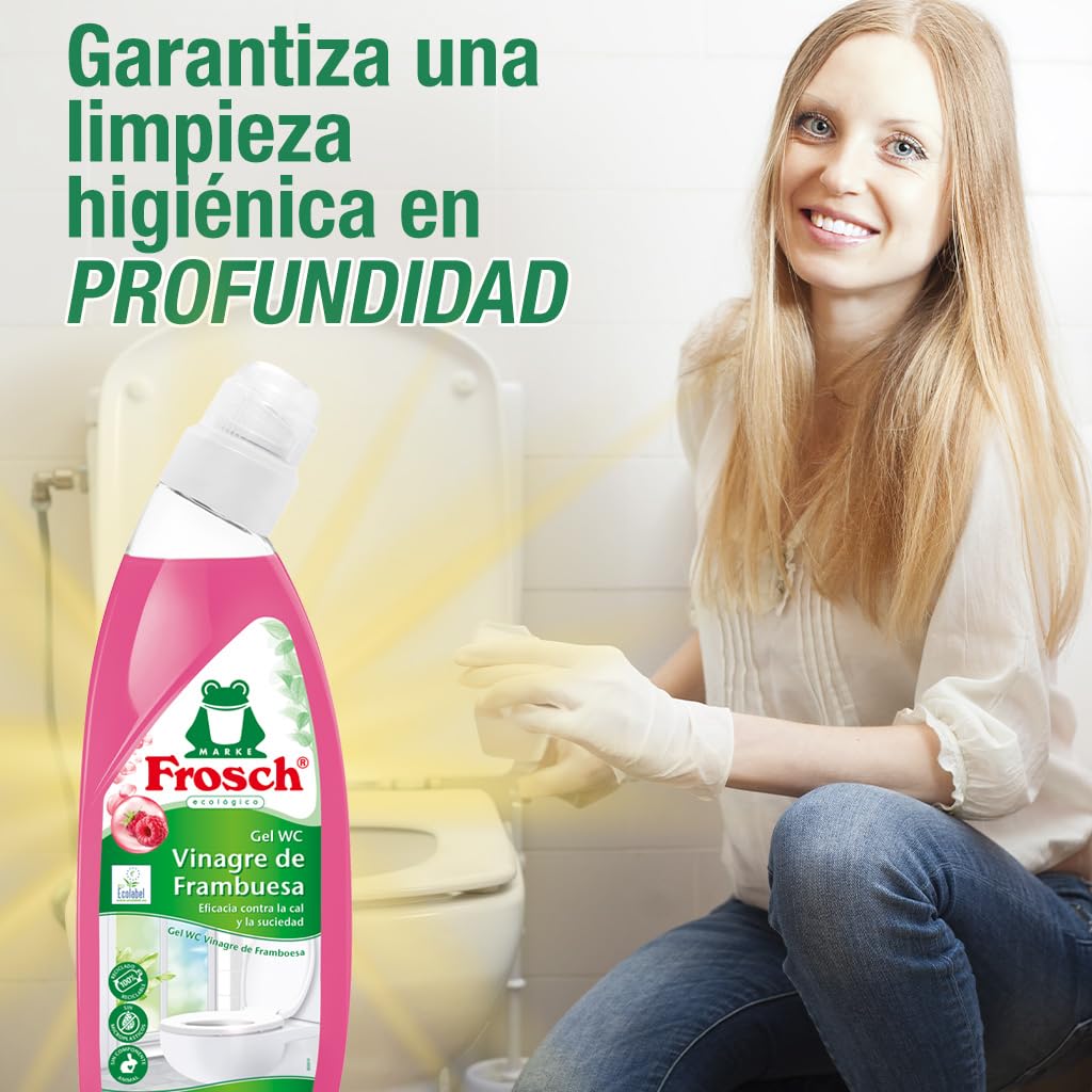 Frosch Gel WC Ecológico Limpiador Cal Residuos Inodoro Vinagre Frambuesa 750 ml