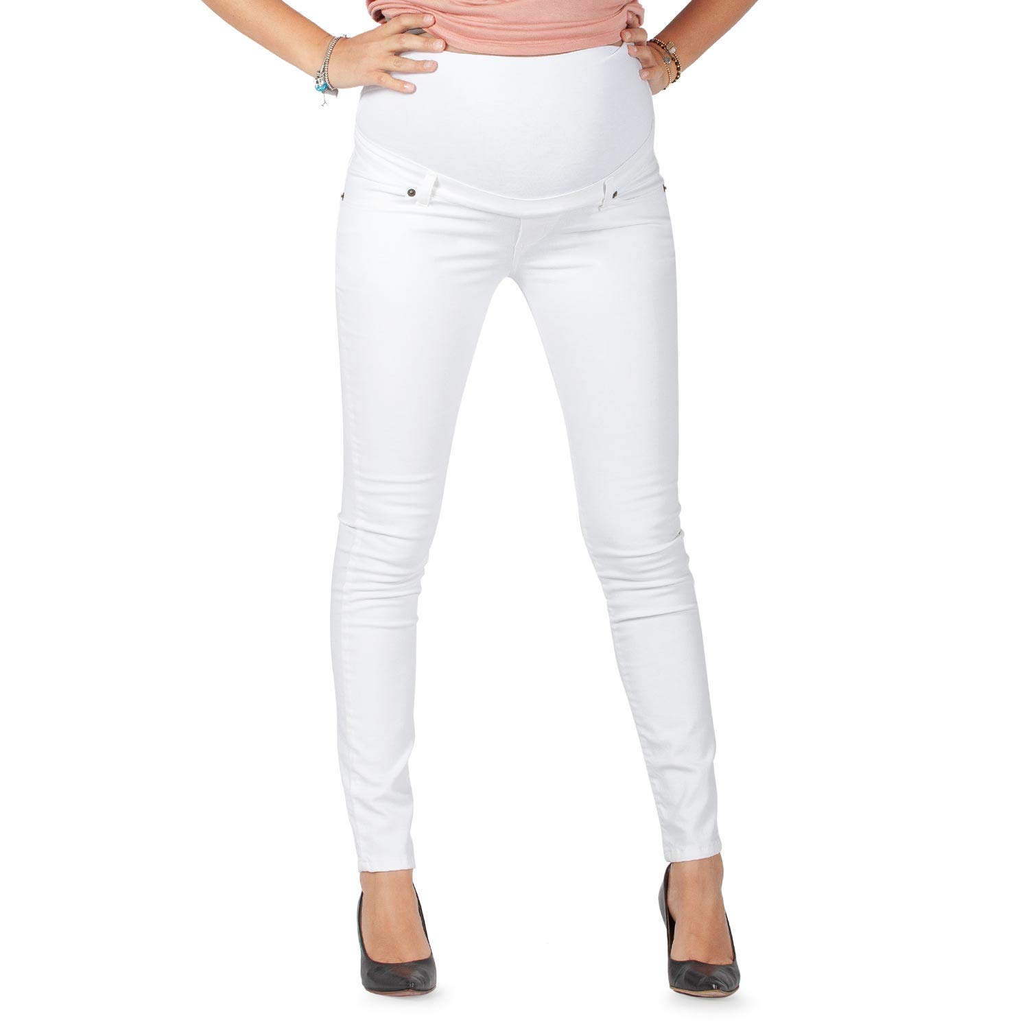 Milano - Jeans Premaman Donna Basic, Super Elasticizzato e Comodo, Pantaloni Skinny, Abbigliamento per Ogni Fase della Gravidanza