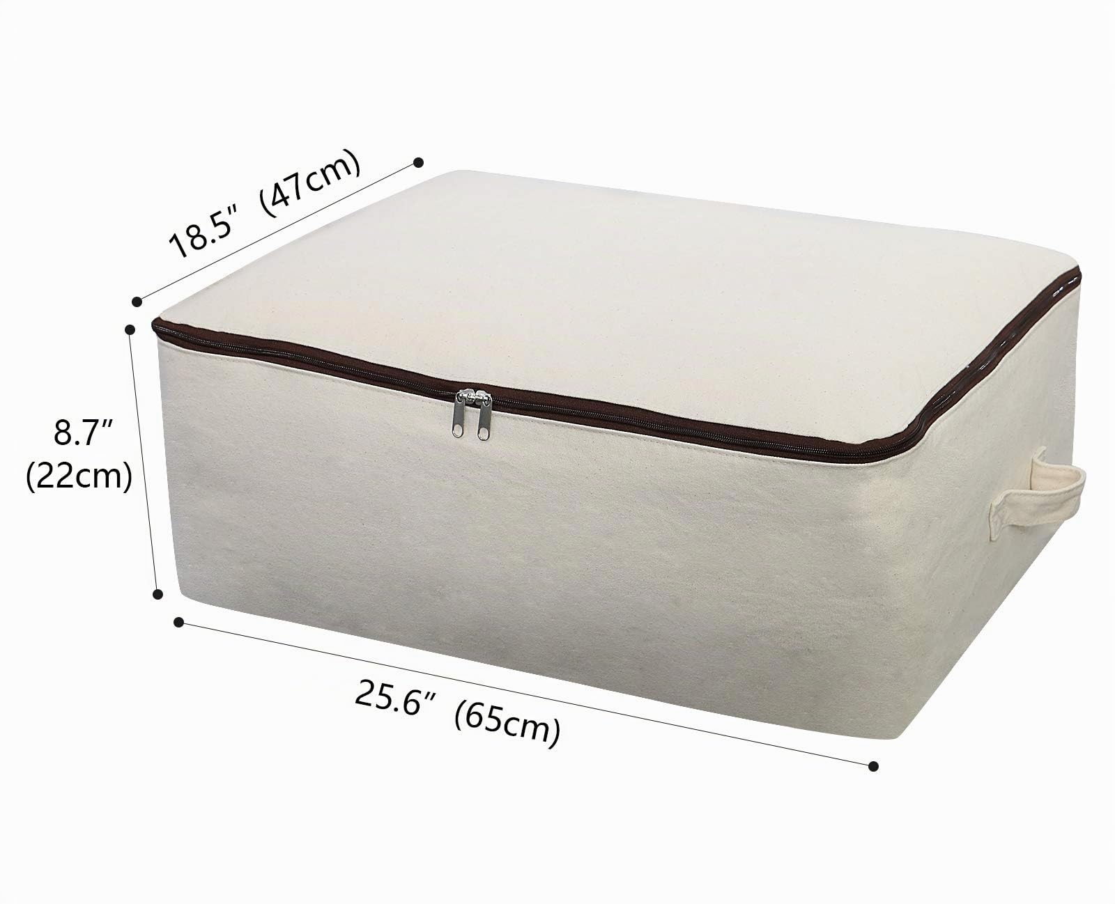 Borsa portaoggetti in tela di cotone traspirante morbida e resistente, 2 pezzi, organizer per armadio per biancheria da letto, trapunte, cuscini, coperte, vestiti, 65 * 47 * 22 cm, beige