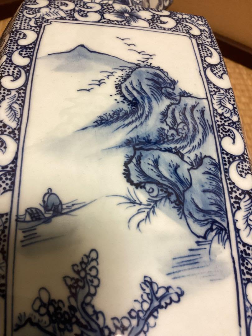 1055 九谷 陶宝 染付山水図 手付角花瓶 2025年最新】九谷陶宝の人気