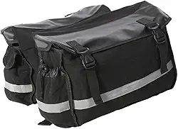 Fenteer Alforje para bicicleta Alforje duplo para bicicletas de estrada e montanha, bolsa traseira para bagageiro de bicicleta, bolsa de selim para, Preto