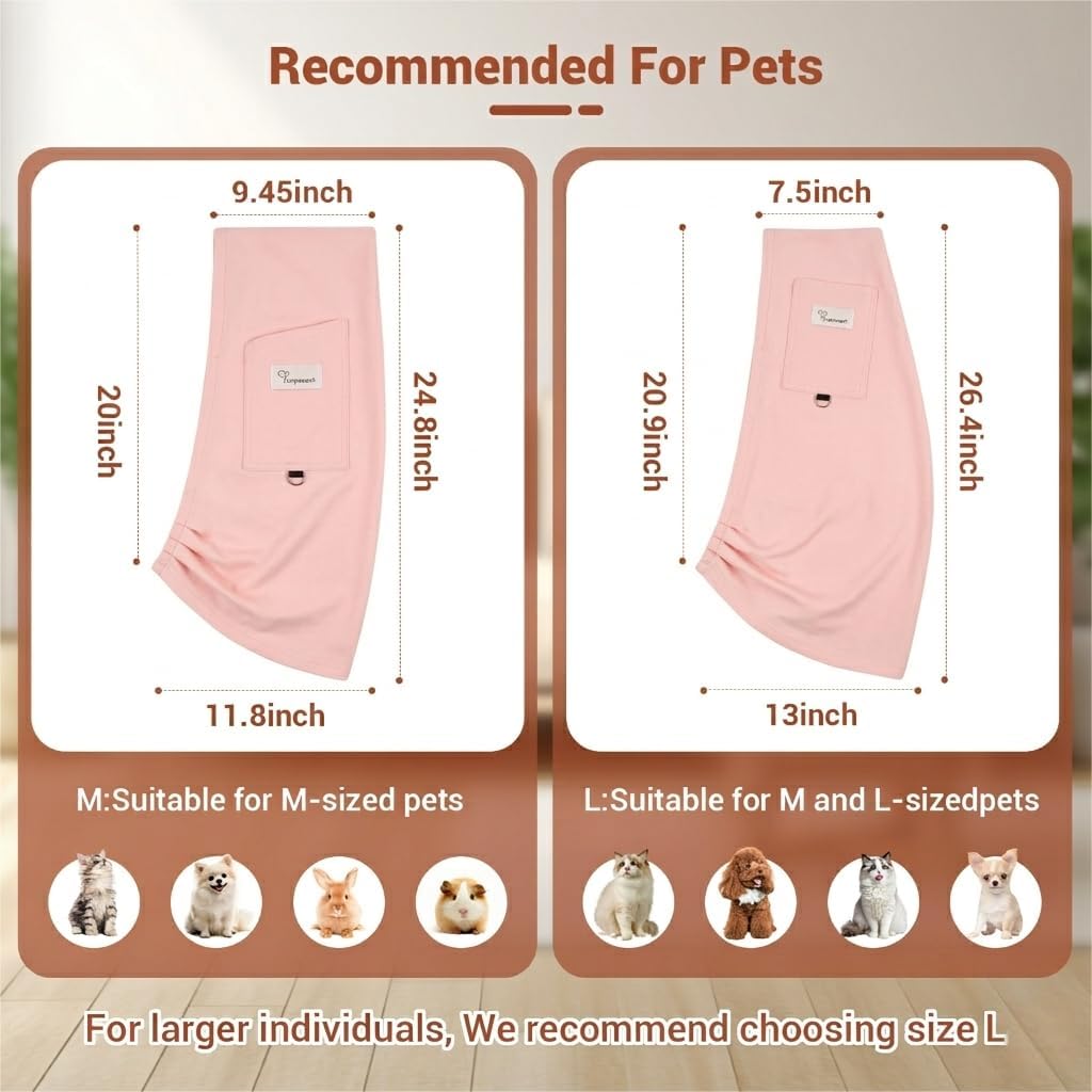 Dog Sling Carrier – Ice Silk Dog Slings for Small Dogs up to 10 lbs, Breathable Dog Carrier Sling with Adjustable Safety Strap & Buckle, Portable Cat Sling Carrier (Pink)