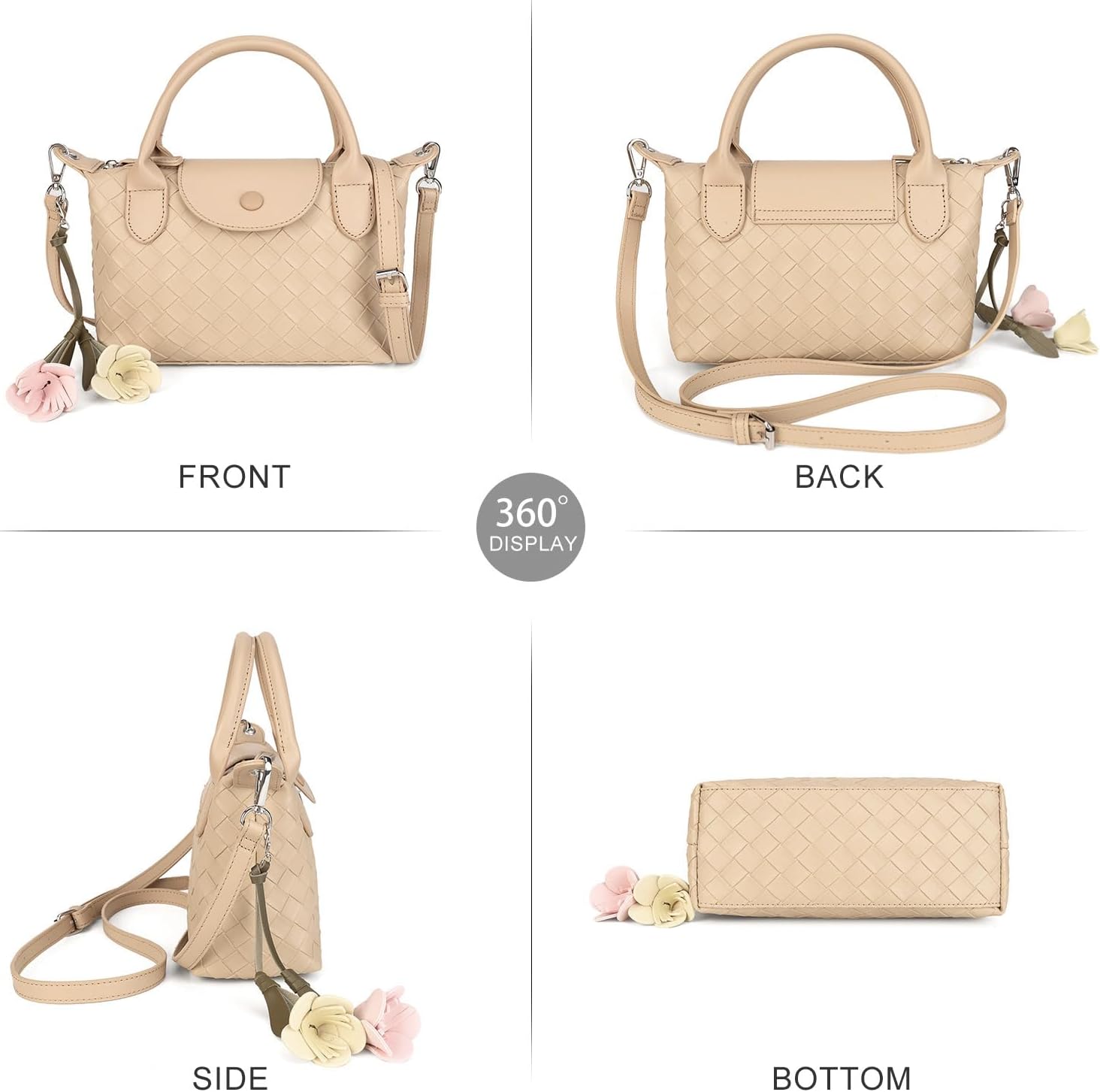 GLITZALL Small Cute Crossbody Purse with Top-Handle Plaid Shoulder Bag and Pocketbooks for Women Girl Vegan Leather Handbag | Soft Vegan Leather, Fit Standard Wallet, Detachable Strap - Image 5