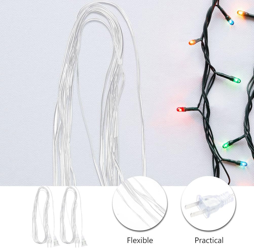 Didiseaon Led Light Strip Extension Cord 16Ft Clear PVC Cable for Indoor Curtain Lights Party Decoration Plug Cable Accessory with Cn Plug 2 Pack