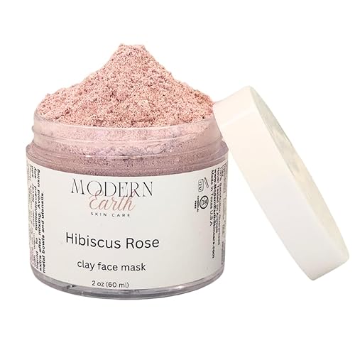 Miniatura 3 de MODERN EARTH SKINCARE Hibiscus Rose Hydrating and Clarifying Facial Mask, Skin Treatment Mask, Anti Aging Skincare Mask, Powder Clay face mask, 2 oz