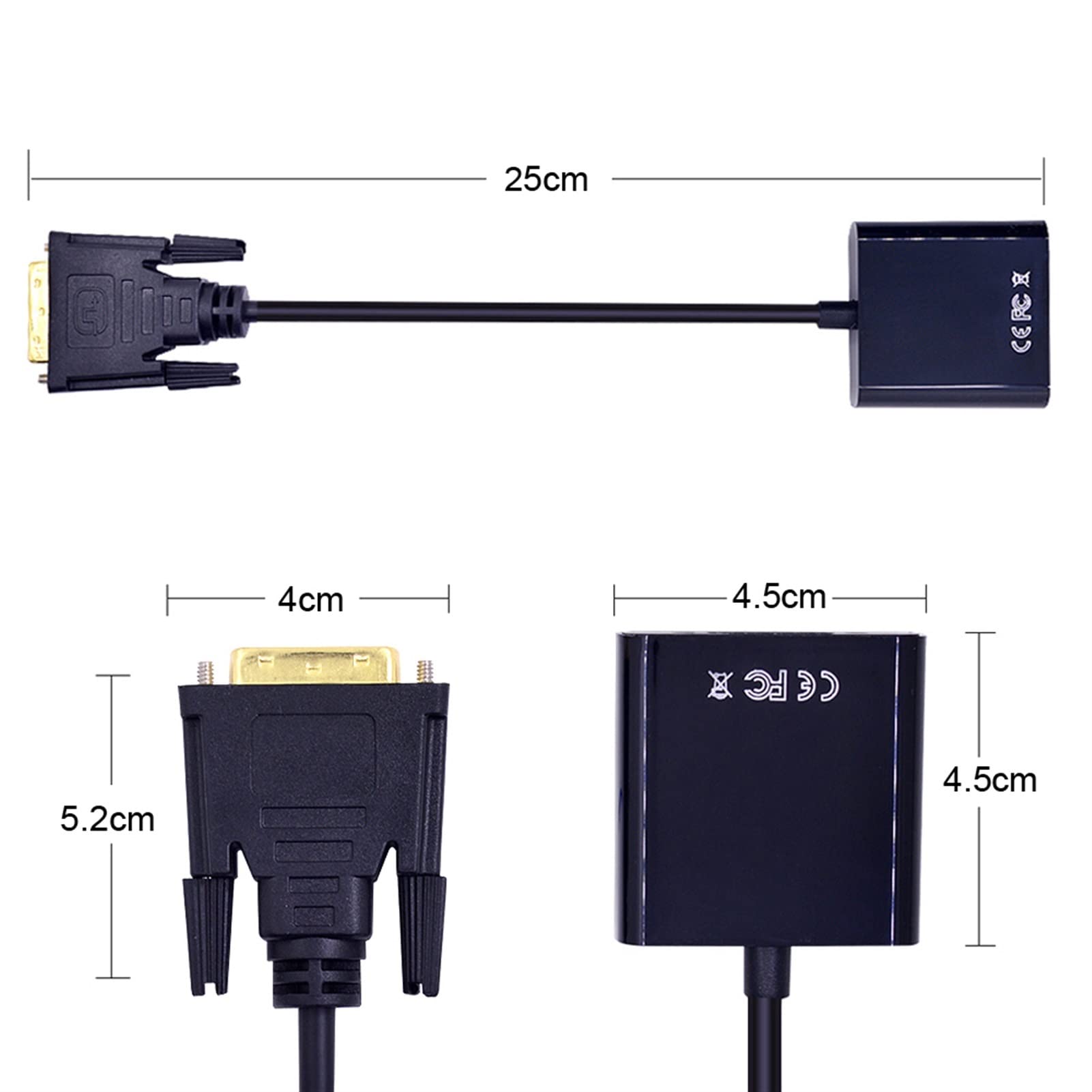 10PCS 1080P DVI-D a VGA Cavo adattatore 25Pin maschio a 15Pin Femmina HDTV Converter per PC Computer Monitor Display Card