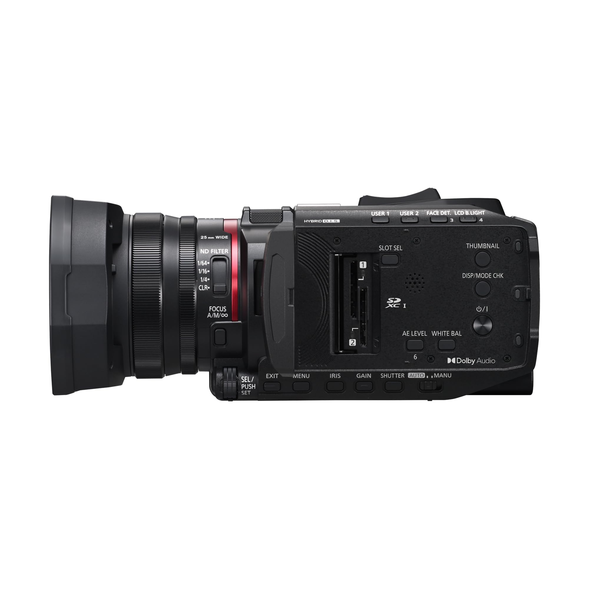 Panasonic HC-X1200E Videocamera Palmare 4K 60p con Obiettivo Grandangolare da 25 mm, Zoom Ottico 24x, OIS Ibrido a 5 Assi, USB PD, Nero