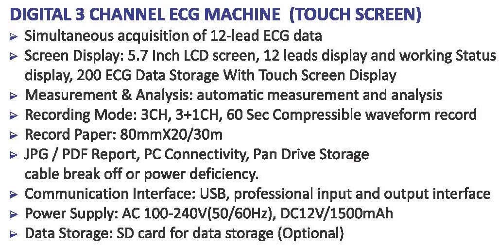 RAINBOW MEDIMART Carditabs 3 Channel ECG Machine with Touch Screen - Image 2 thumbnail