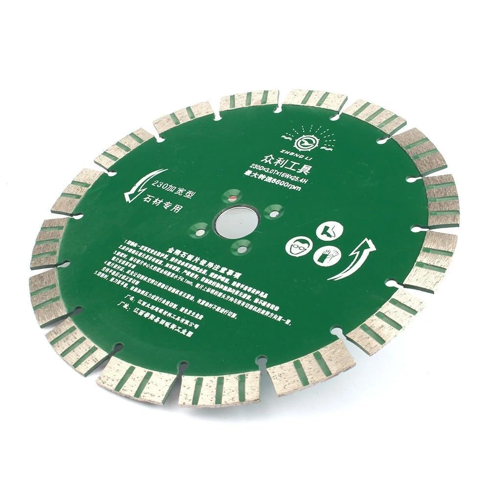Discos de corte de diamante para amoladora angula 1 disco de corte de piedra con hoja de sierra de diamante de 190-230 mm, disco de corte turbo segmentado for granito, mármol y hormigón, 230 mm(230mm)