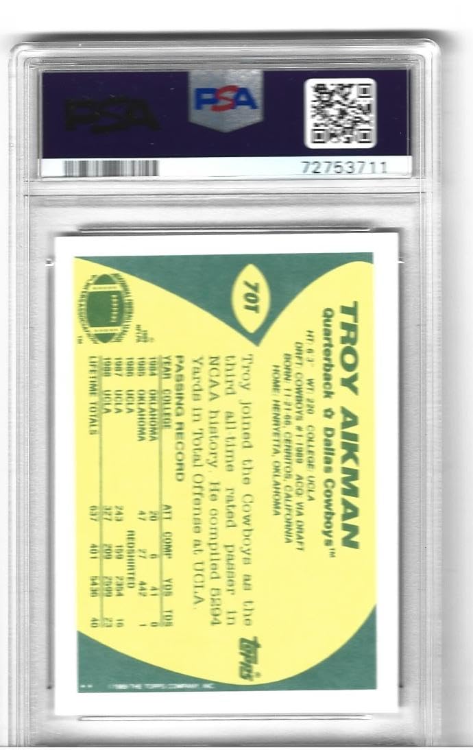 Amazon.com: Troy Aikman Rookie Card Topps Traded PSA 9 Graded