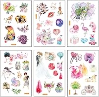 Vista 13 de 12 hojas de lindas calcomanías washi kawaii animales artesanales calcomanías decorativas para álbumes de recortes, planificador diario, collage