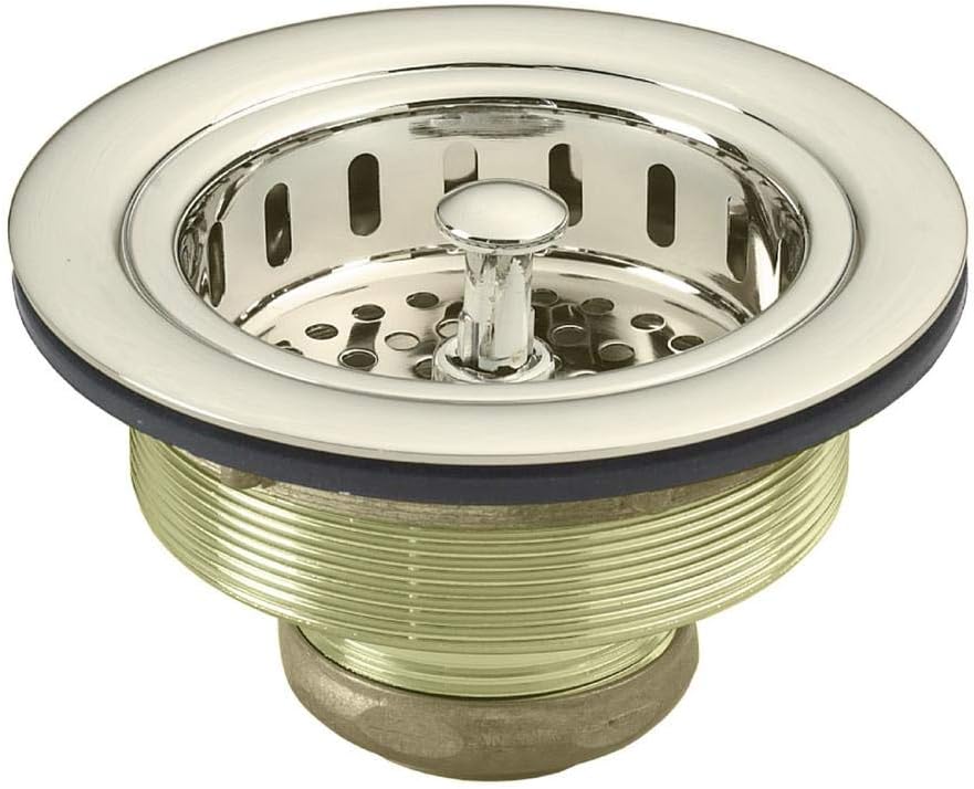 Westbrass R214-05 3-1/2-Inch Large Post Style Kitchen Sink Basket Strainer, Polished Nickel