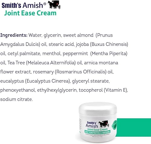 Miniatura 4 de Smiths Amish Crema para la artritis tarro de 4 onzas Calmante y refrescante con botánicos de árnica menta árbol de té romero y eucalipto
