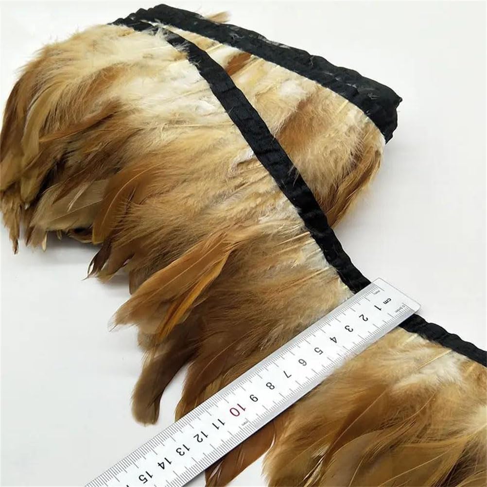 10 Yards Natural Chicken Tail Feathers Trims Strip for Wedding Party Clothing Feather Trims DIY White 10 Yards