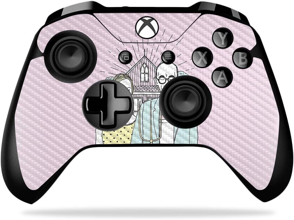MightySkins Carbon Fiber Skin for Microsoft Xbox One X Controller - American Gothic Pop | Protective, Durable Textured Carbon Fiber Finish | Easy to Apply, Remove, and Change Styles | Made in The USA