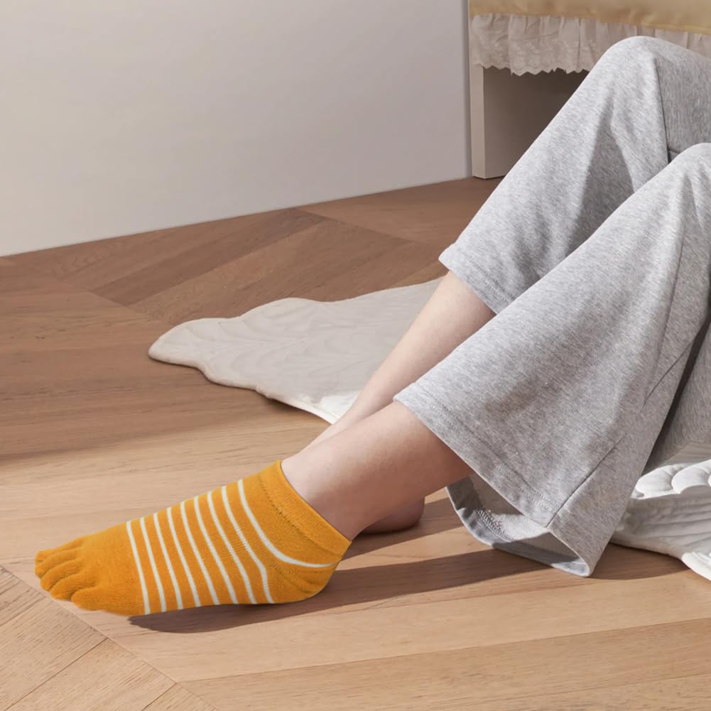 flintronic 4/5 Paia Calzini da Donna con Dita, Sportivi in ​​Cotone Traspirante, Morbide e Calde