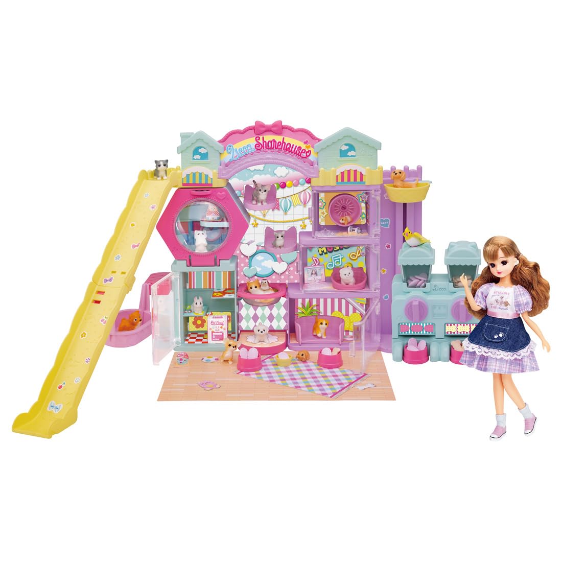 Takara Tomy Licca-chan Puppy and Kitty Share House DX Dress-Up Pretend Play Toy Ages 3 and Up