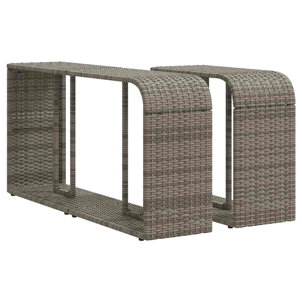 Juego de sofá modular de ratán sintético para jardín con espacio de almacenamiento y fundas de almohada extraíbles, 11 piezas, color gris