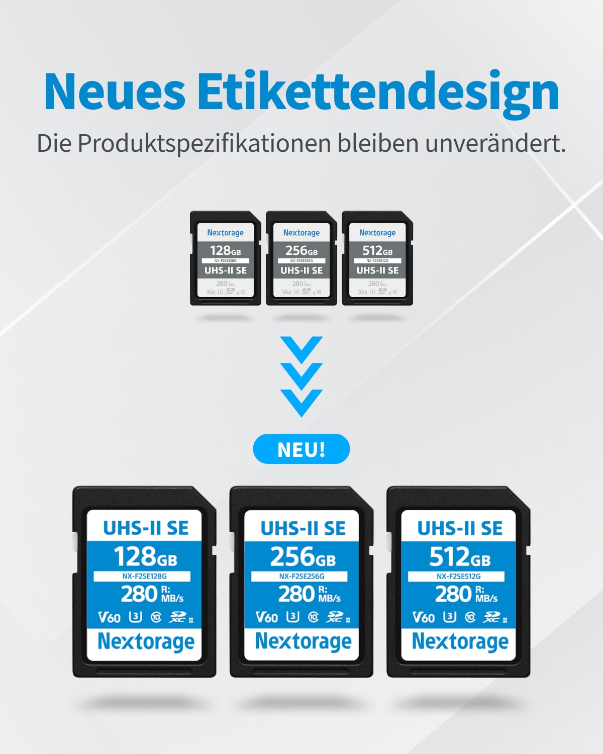 Nextorage Japanischer Hersteller UHS-II SD Karte 256GB SDXC V60 Maximale Lesegeschwindigkeit 280MB/s Maximale Schreibgeschwindigkeit 170MB/s 4K Aufnahme NX-F2SE256G Speicherkarte