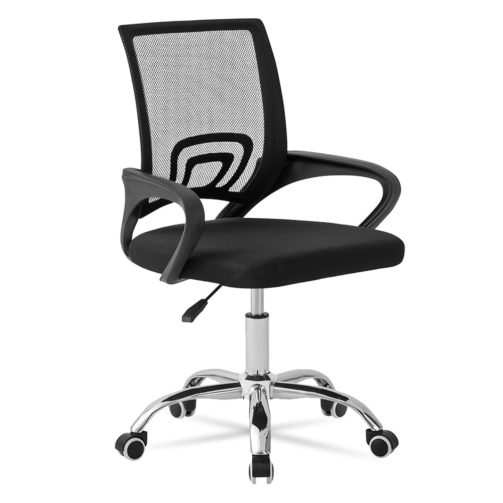 MUWO Director - Sedia girevole da ufficio, ergonomica, regolabile in altezza, tessuto a rete traspirante, piedini in metallo stabili, seduta ottimale per lavori lunghi e uffici domestici (nero)