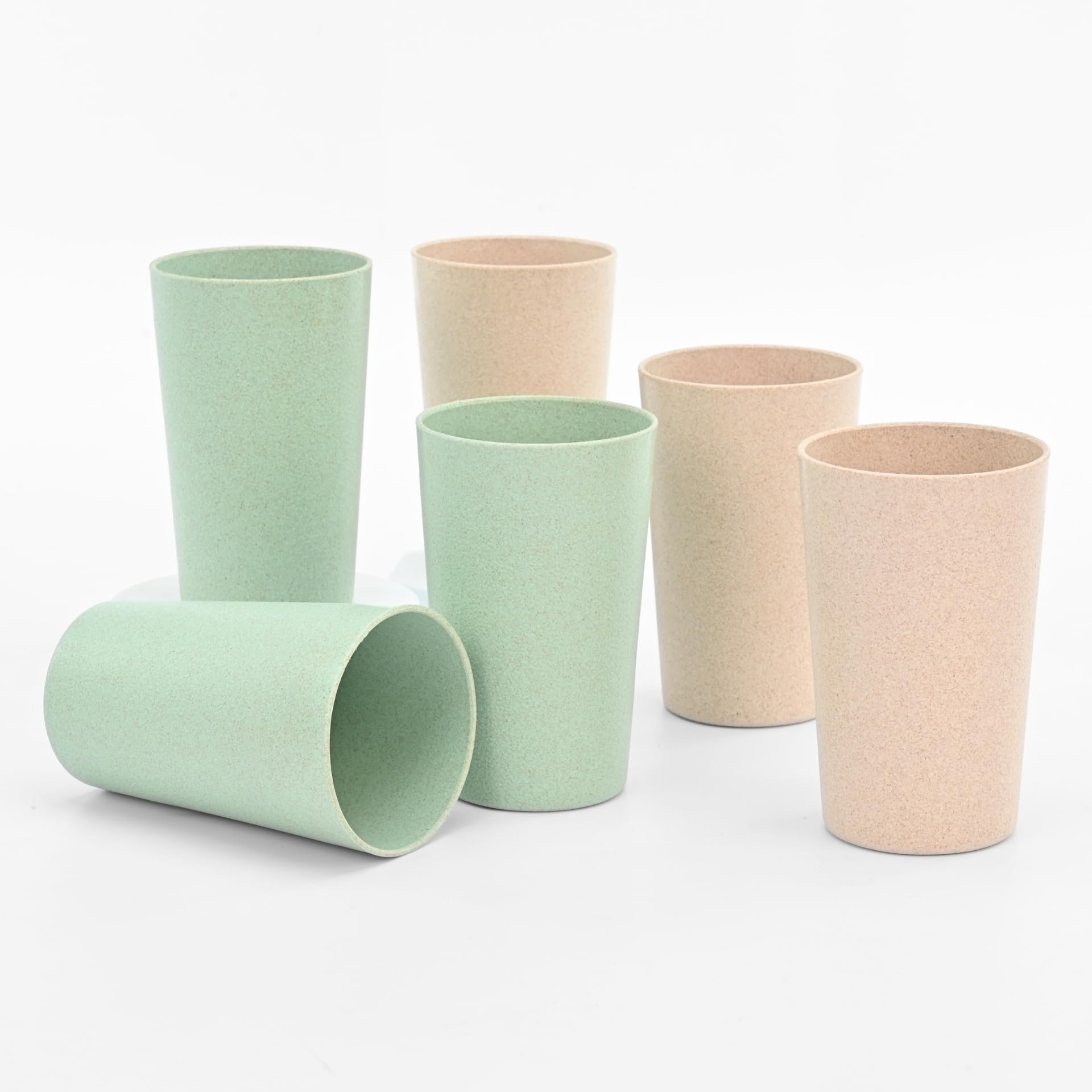 Eha Earth-Friendly Unbreakable Drinking Glass Set of 6 for Water and Juice | 250 ml Each | Tumblers Made with Rice Husk & Bamboo Fibers | Microwave Safe | for Hot & Cold | Cele-Sand