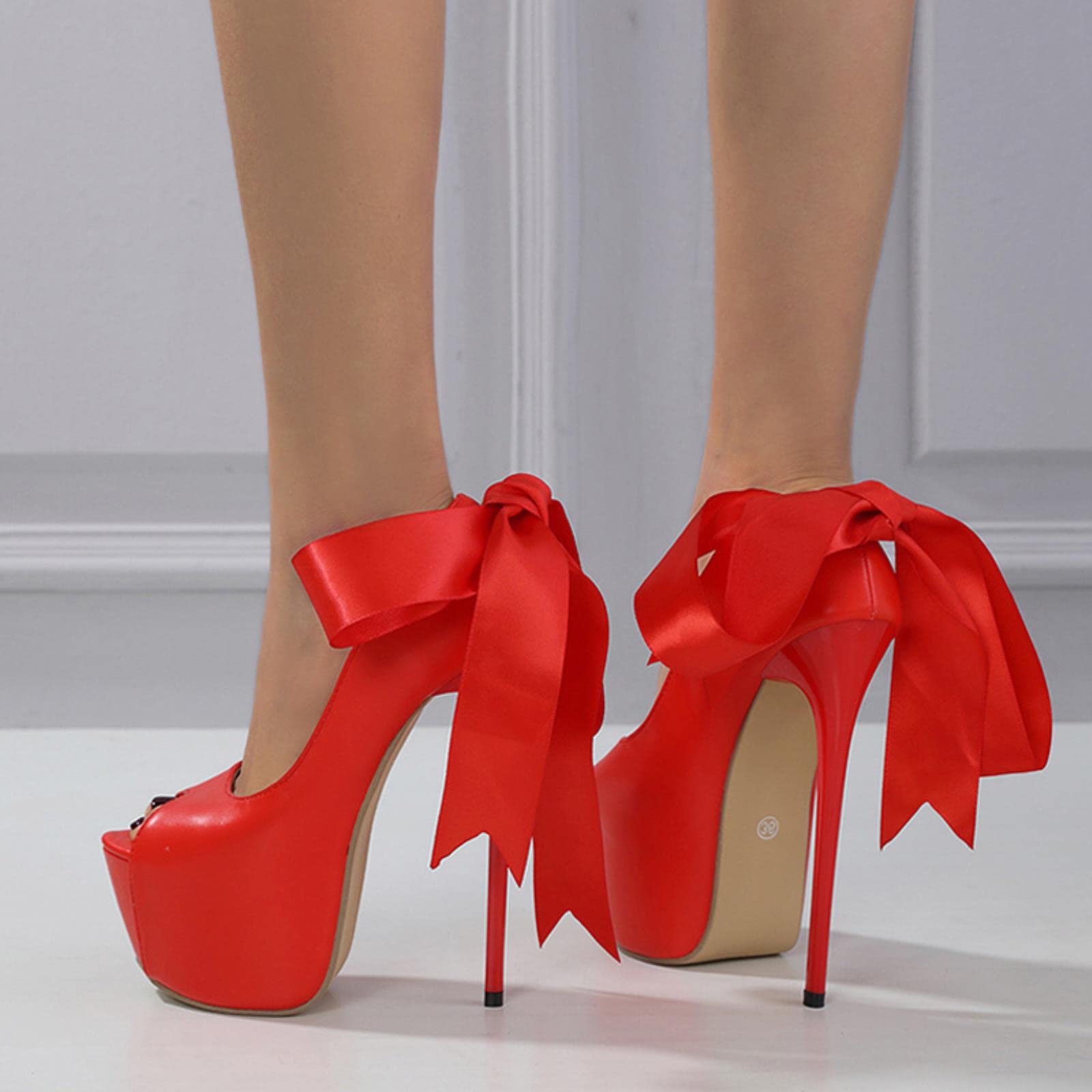 N-K PULABO Orecchini A Tacco Alto A Forma Di Scarpa - Accessori Moda Donna Per Feste, Regalo Simpatico E Originale, Colore Rosso - 2