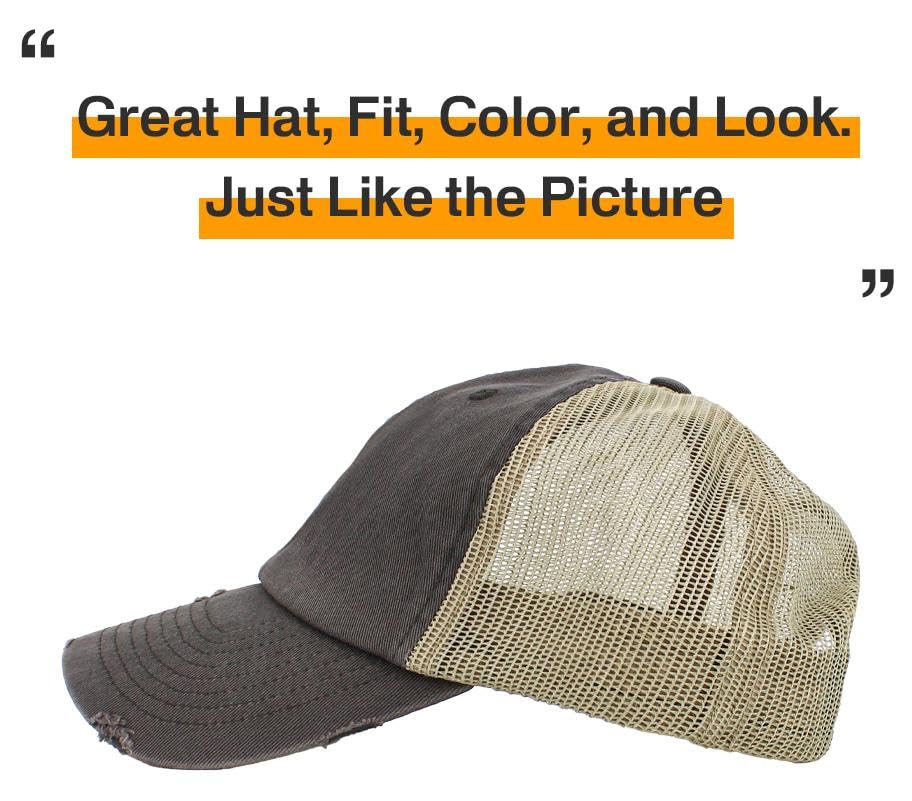 Image of KBETHOS Vintage Washed Distressed Cotton Dad Hat Baseball Cap Adjustable Polo Trucker Unisex Style Headwear