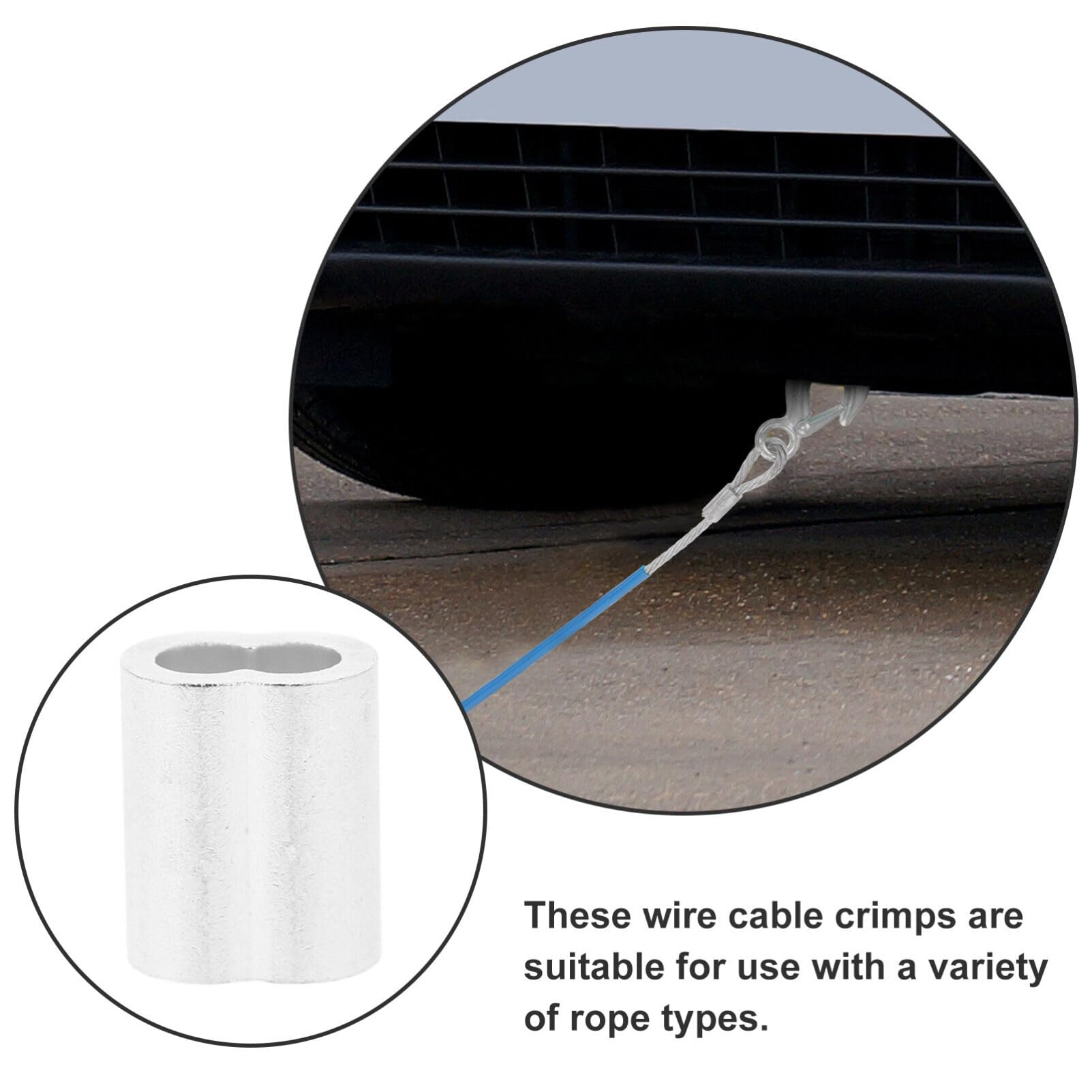 OUNONA 120pcs Wire Rope Cable Crimps Cable Rigging Sleeves Aluminum Crimping Loop Sleeve (.0)