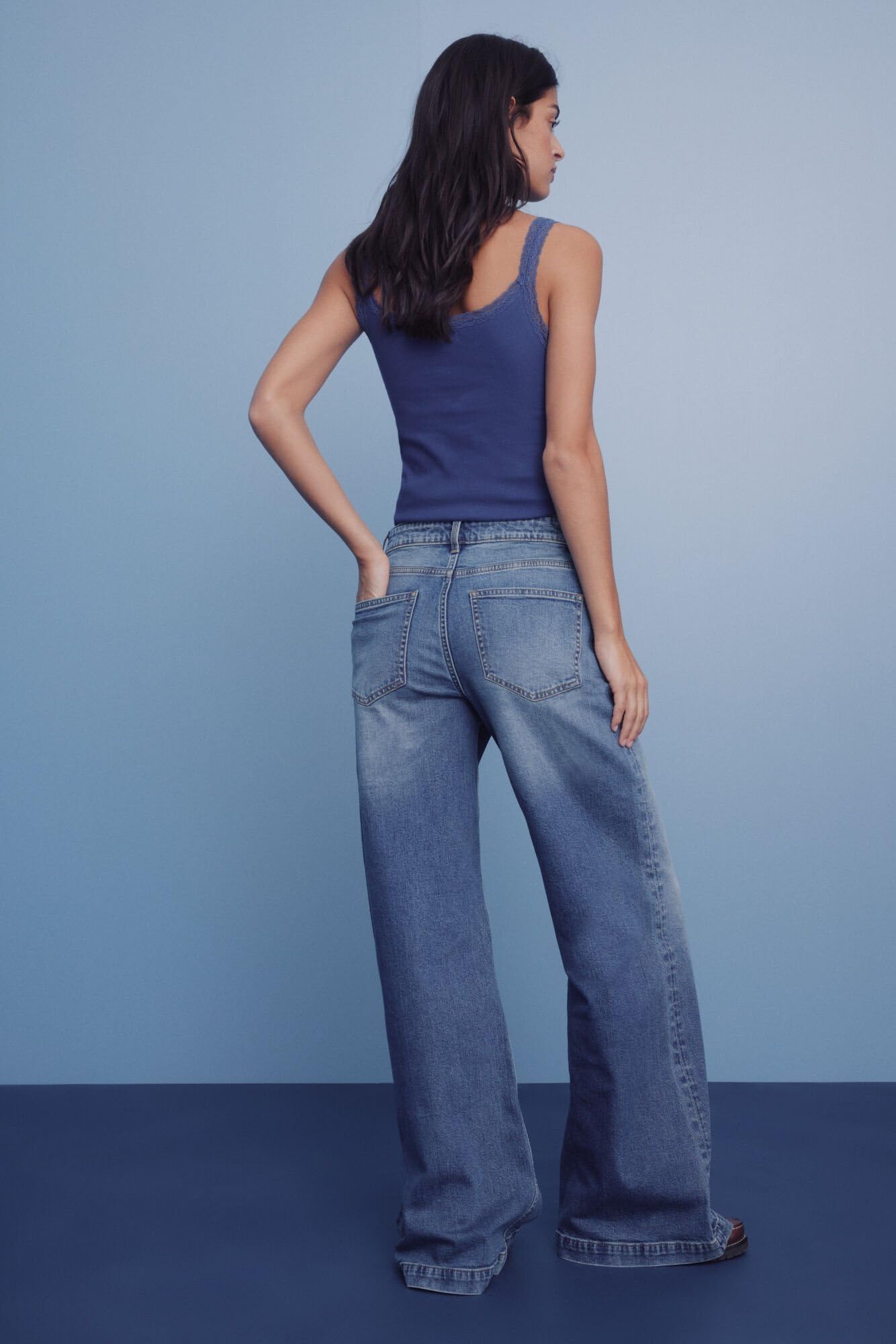 SPRINGFIELD Wide Leg Comfort High Rise Trousers - Jeans Mujer