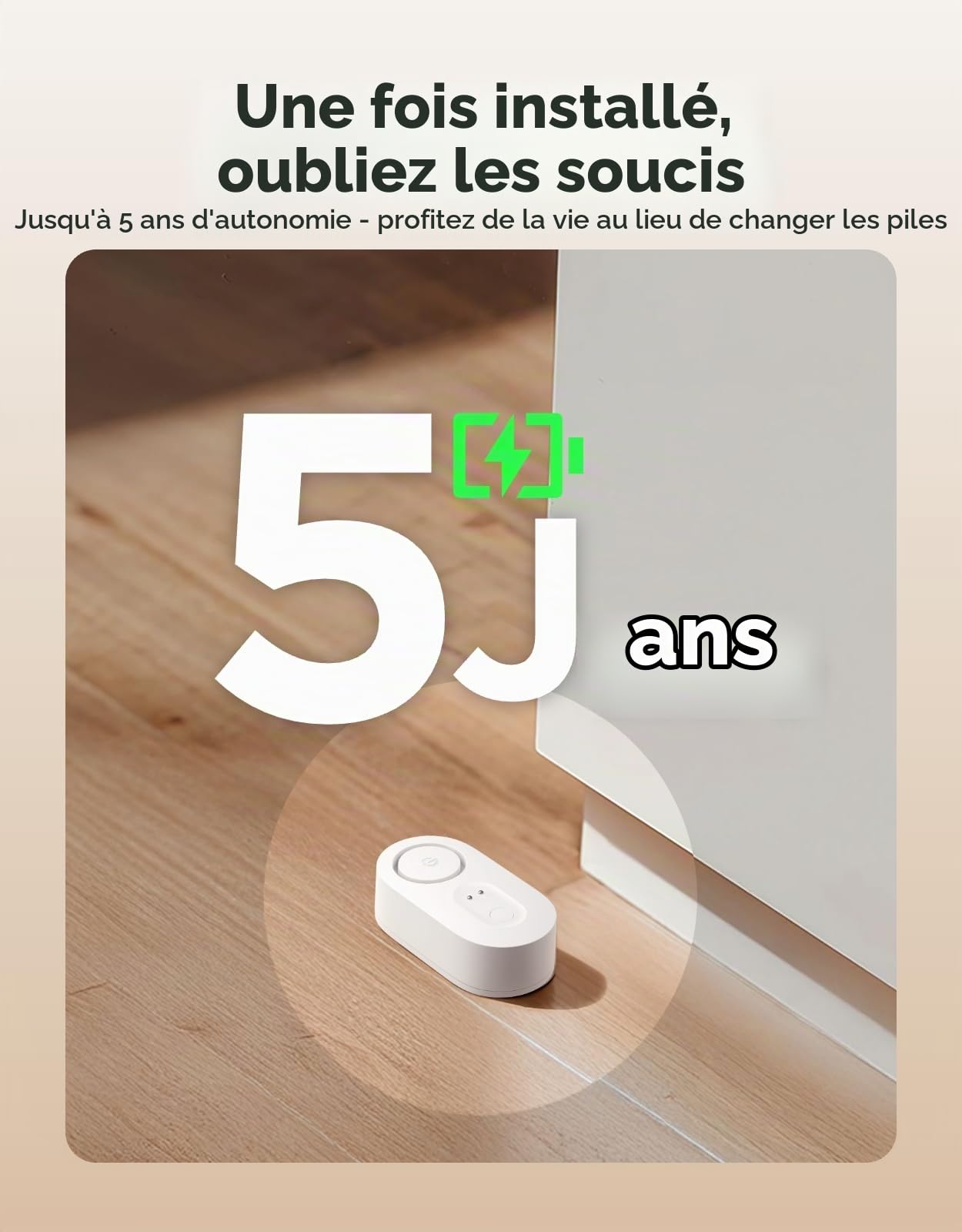 GoveeLife Lot de 5 détecteurs d'eau intelligents 1s avec portée ultra de 550 m, capteur d'eau Wi-Fi avec push e-mail/application et alarme acoustique, durée de vie de la batterie de 5 ans, convient