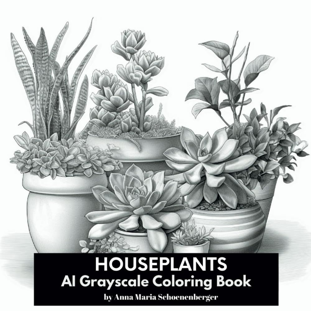 HOUSEPLANTS Grayscale Coloring Book