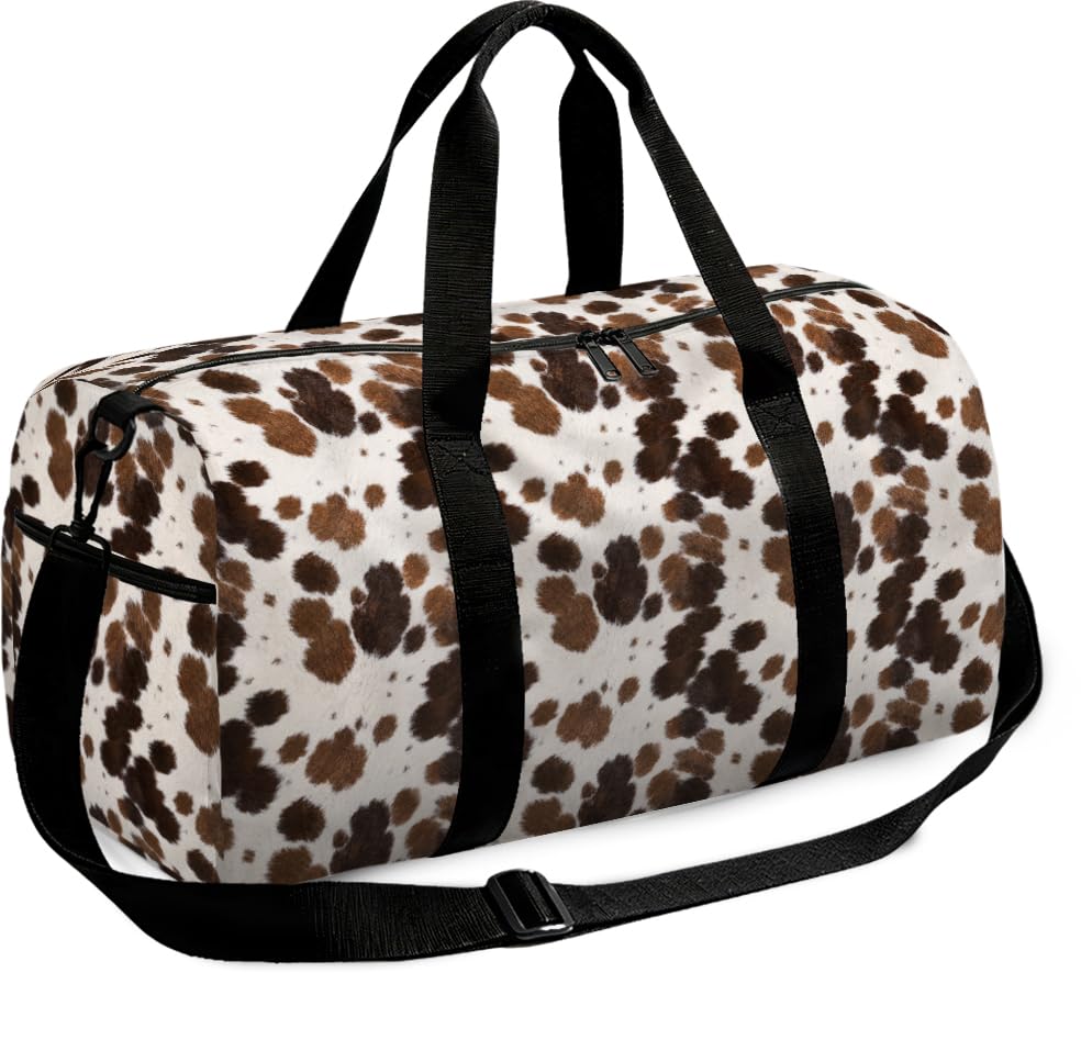 Sac de sport duffle en nylon résistant et élégant motif taches de vache