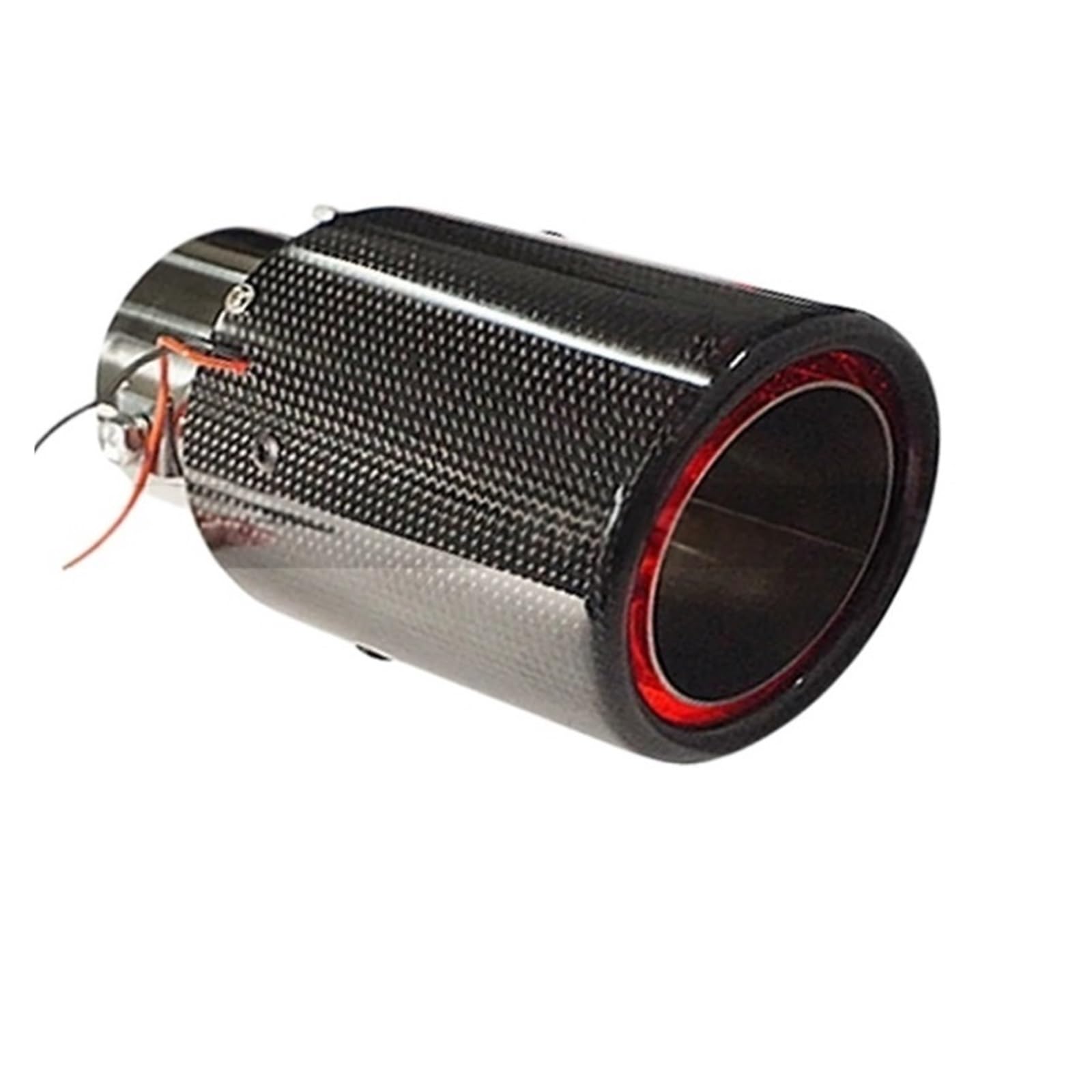 Tubo coda marmitta scarico Auto 1 pz luminoso tubo di scarico per auto modificato rosso e blu luce punta in fibra carbonio con a LED(Curled glossy RED)