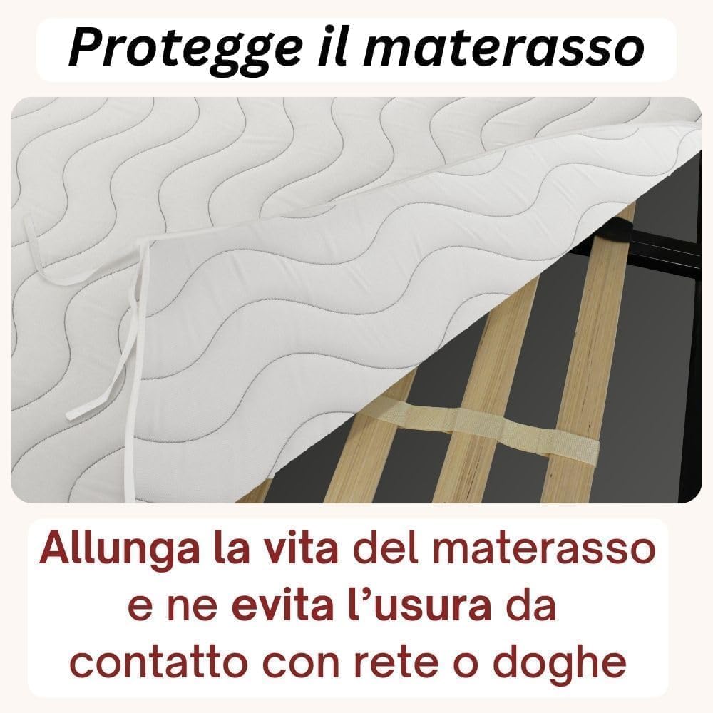 L'ANTICO ARCOLAIO - Coprirete Singolo 90x200 con Lacci per Fissarlo Saldamente agli Angoli del Letto, Coprirete Trapuntato per Letto Singolo Prodotto Italiano, Materiale Anallergico e Antiacaro