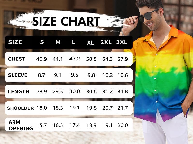 Men's Pride Shirt Short Sleeve Outfits Gay Rainbow LGBT Button Up Shirt - Image 6