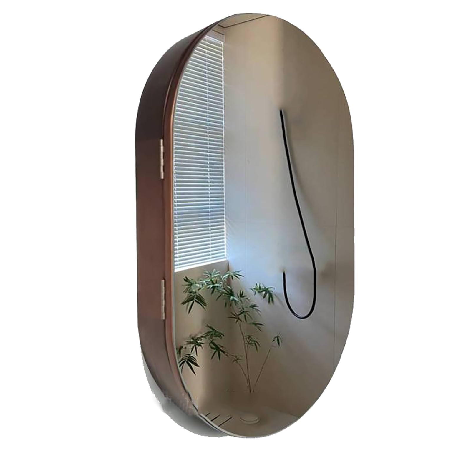 Botiquín con espejo, organizador de almacenamiento de madera arqueado montado en la pared para baño, sala de estar y dormitorio, ideal para inodoros y espacios compactos