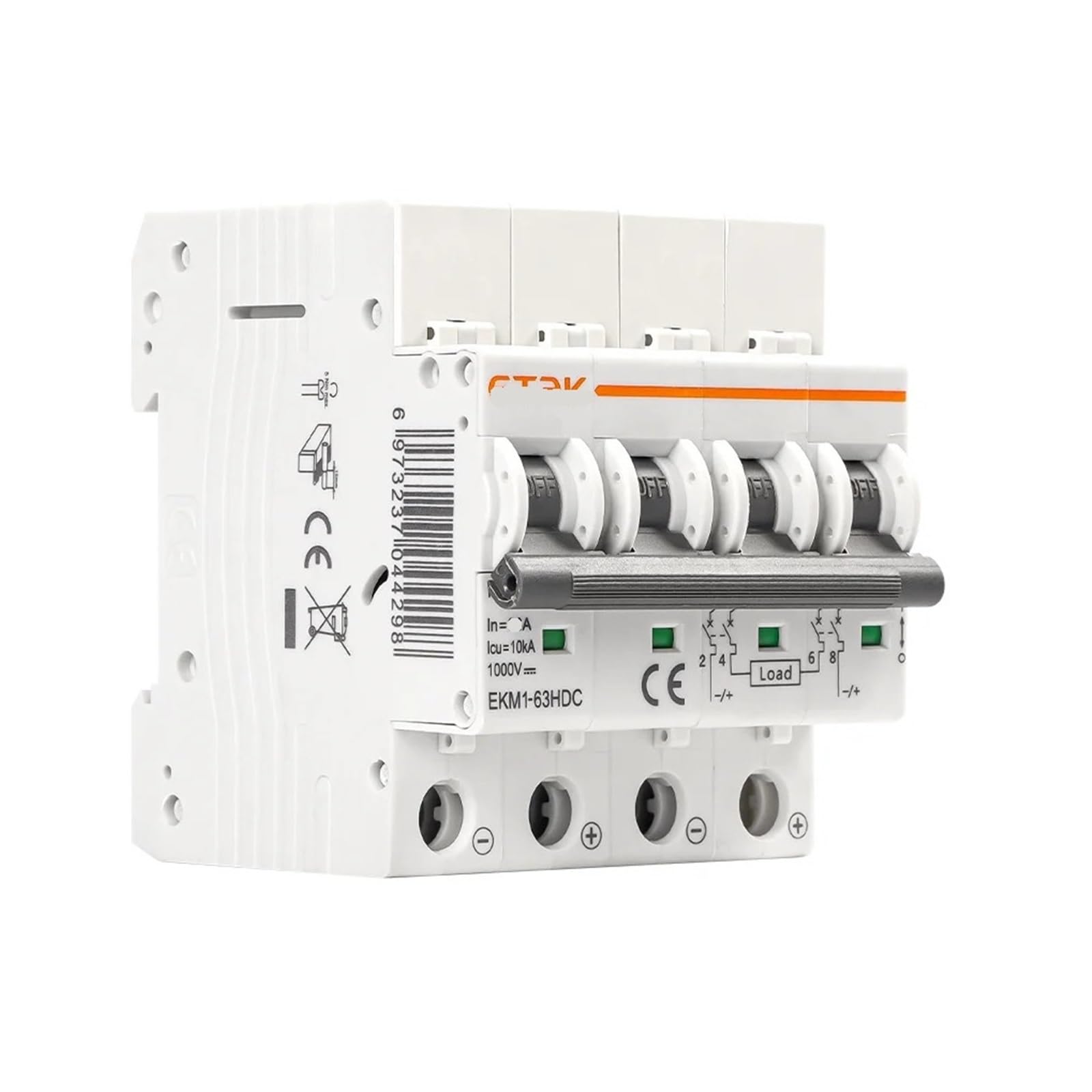 JNVFTCUX 4P DC 1000V Solar Miniature Circuit Breaker 32A 63A Suitable for Photovoltaic System EKM1-63HDC(32a)