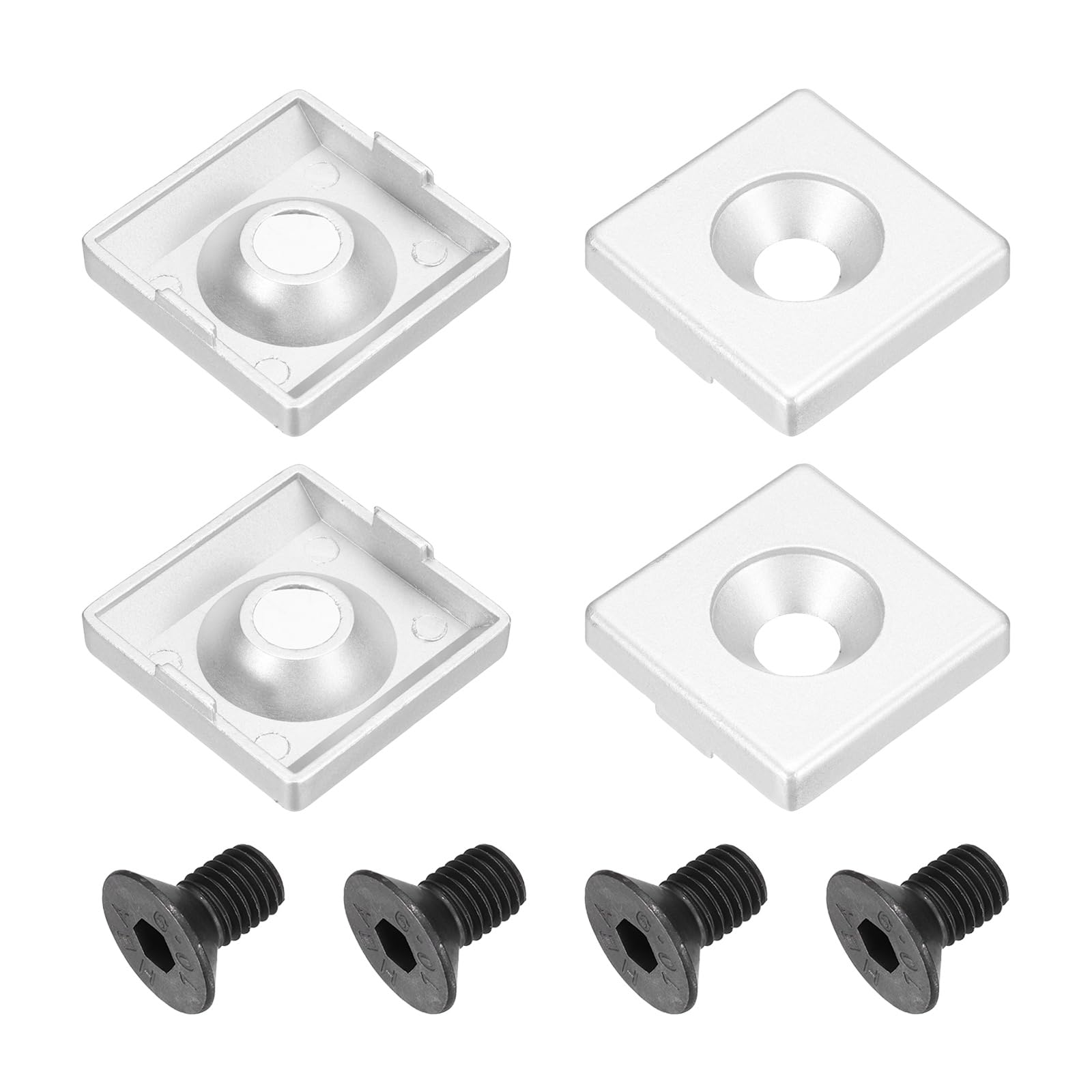 sourcing map 4 Pcs 4545 EU Standard T-Slot 12.5mm Hole Dia Aluminum Extrusion End Cap 45x45mm Silver for Fish Tank Rack, Storage Rack with Push-in Fastener
