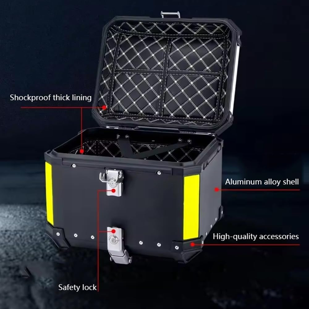 Top Case Moto avec Verrouillage De Sécurité Coffre De Moto Étanche Topcase Valise pour Moto en Aluminium, pour Scooter, Moto, Mobylette, Quad(Noir,100L)