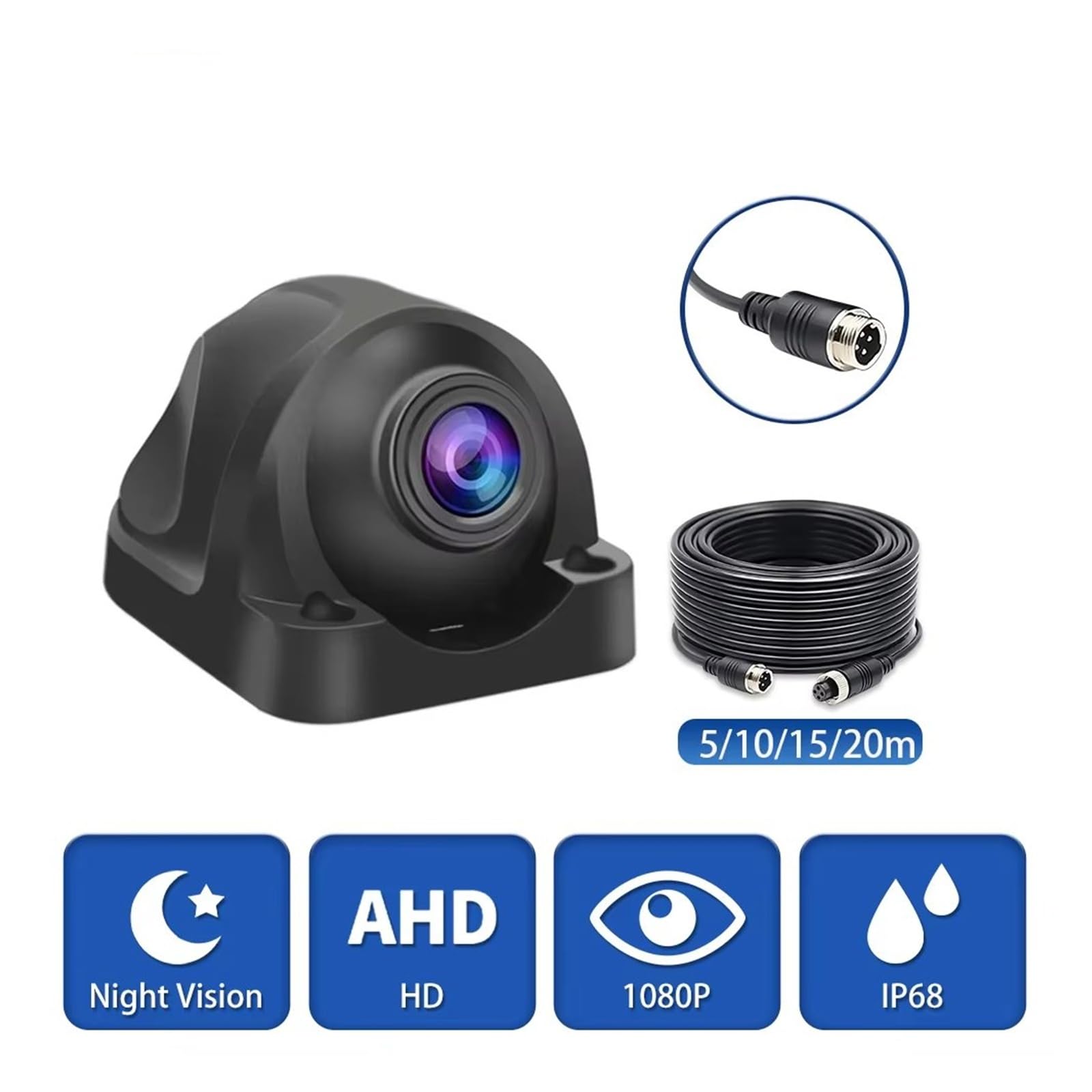 para camión para autobús para Coche para Autocaravana Cámara de visión Trasera Gran Angular 1080P/720P AHD Vista Lateral Visión Nocturna Starlight Solo cámara