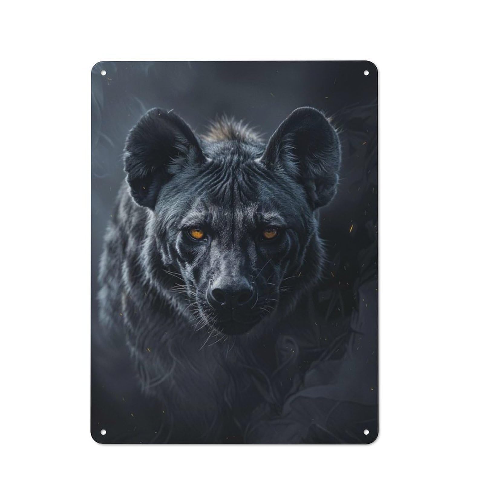 Junmoney Hyena In Black Smoke Printed Metal Sign 40X30cm For Man Cave Or Games Room, Suited To Man Cave Decor Fans