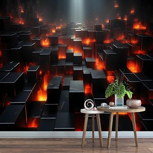 Mural de pared extraíble con impresión 3D en negro y rojo, diseño moderno creativo para despegar y pegar, calcomanía de pared para niños, niñas,