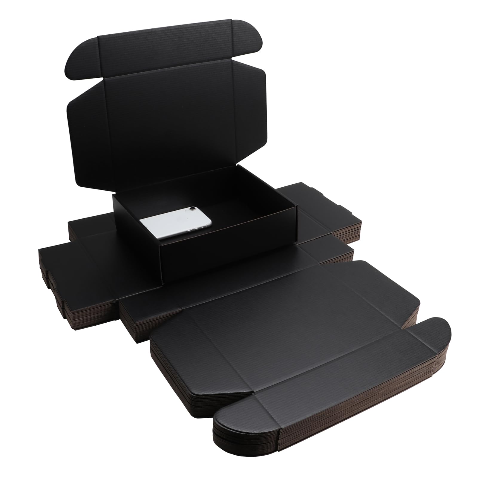 MEIANJU Black Corrugated Shipping Packaging Box for Gifts L10xW8xH2.8 inch, Invitations, and Wedding - Perfect for Bridesmaid Proposals, Christmas and Anniversary