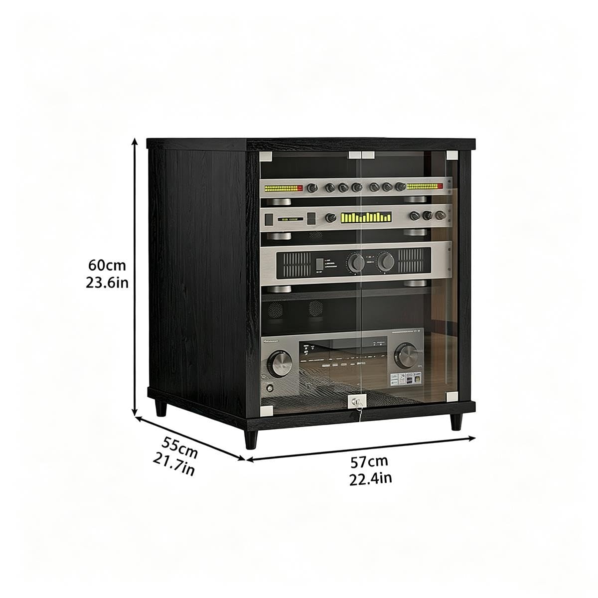 Meuble stéréo, Rack Audio avec Portes pour Rangement multimédia