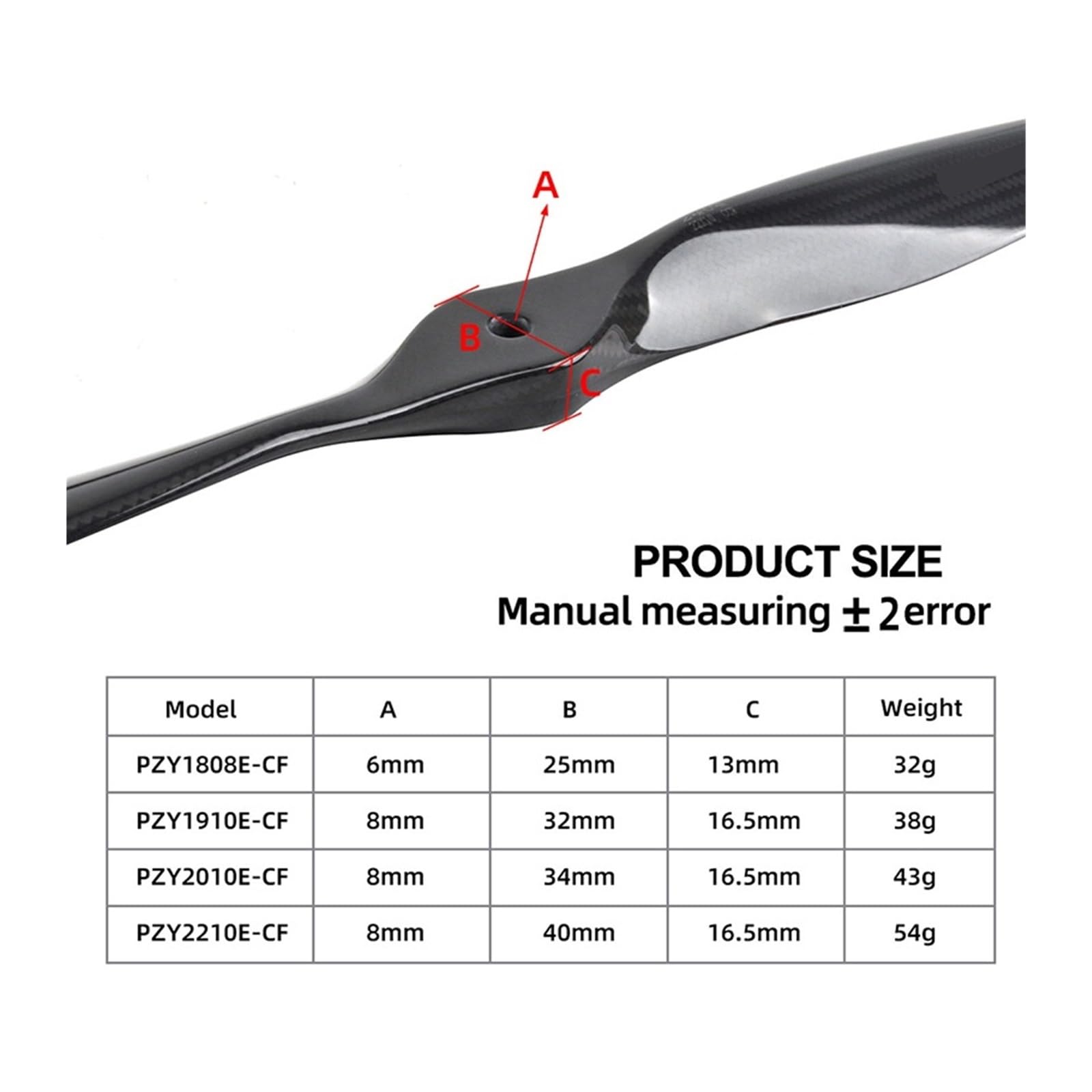 1 Uds hélice de Fibra Carbono Madera, Compatible con avión RC, CW, 18x8, 19x10, 20x10, 22x10, 16x08, 17x08(1910E-CF)