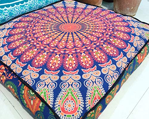 ICC 24" Orange Peacock Mandala Barmeri Large Floor Pillow Cover